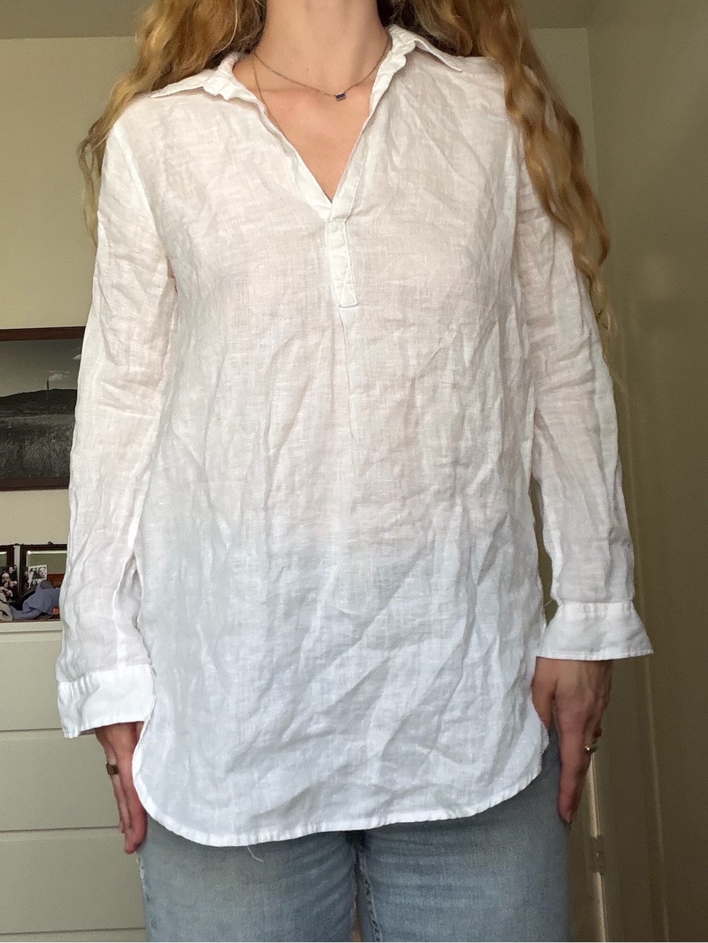 GAP Ivory Linen Henley Top
